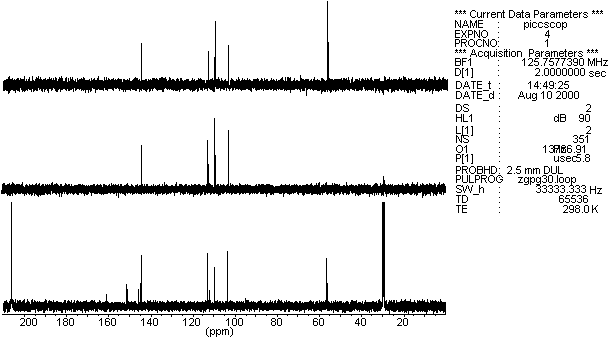 13C COM and DEPT spectrum of scopo